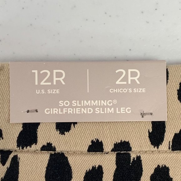 Chico's So Slimming Cheetah-Print Girlfriend Ankle Jeans Size 12 (2) NEW - Picture 6 of 10